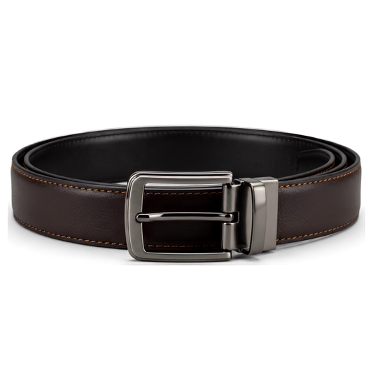Reversible Coated Leather Belt - Patina, Brown/Black