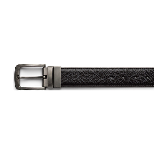 Black side of Hashmeers reversible cow leather belt