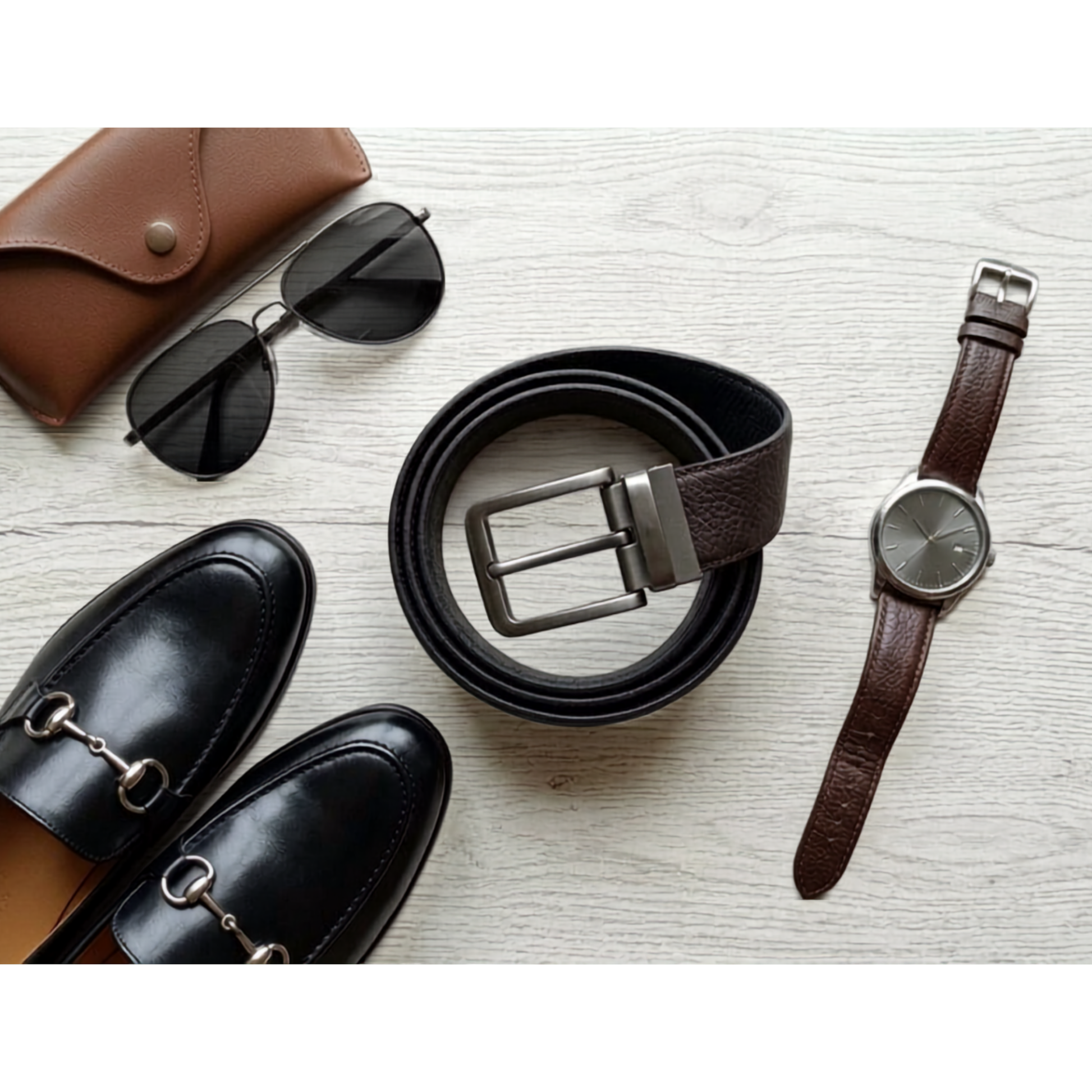 Brown side of Hashmeers milled genuine cow leather reversible belt
