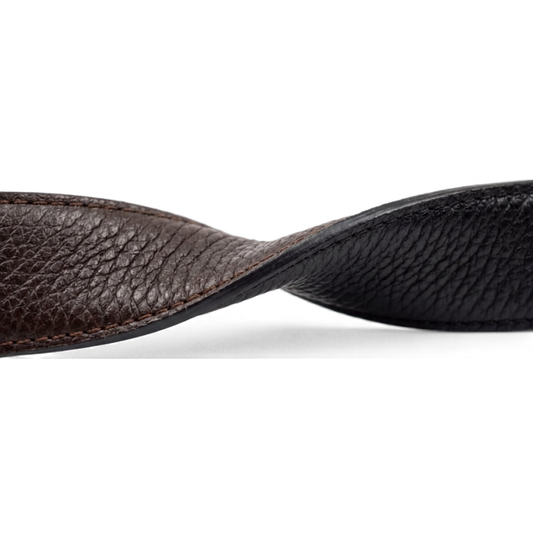 Brown side of Hashmeers milled genuine cow leather reversible belt
