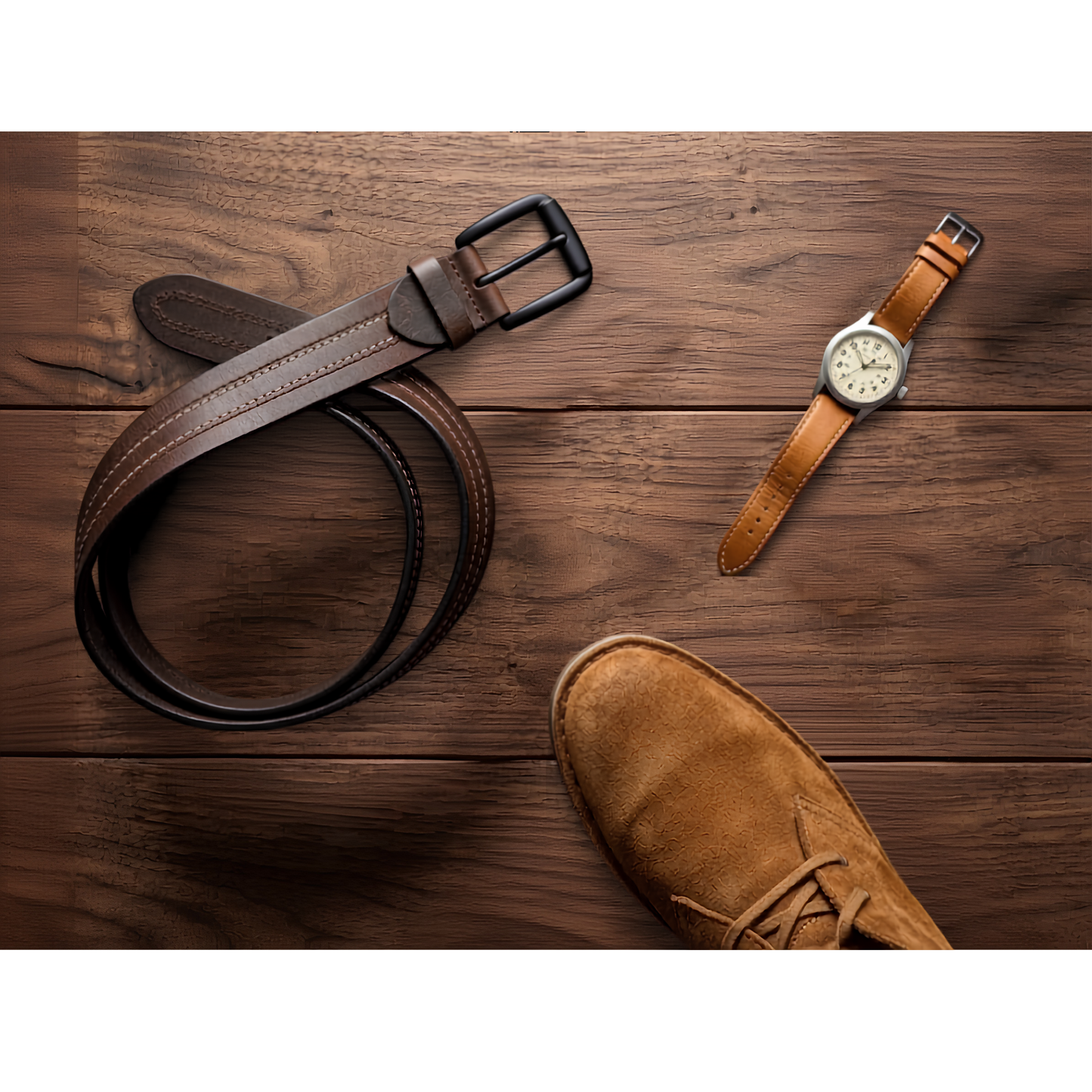 Brown Crazy Horse finish genuine buffalo leather belt by Hashmeers
