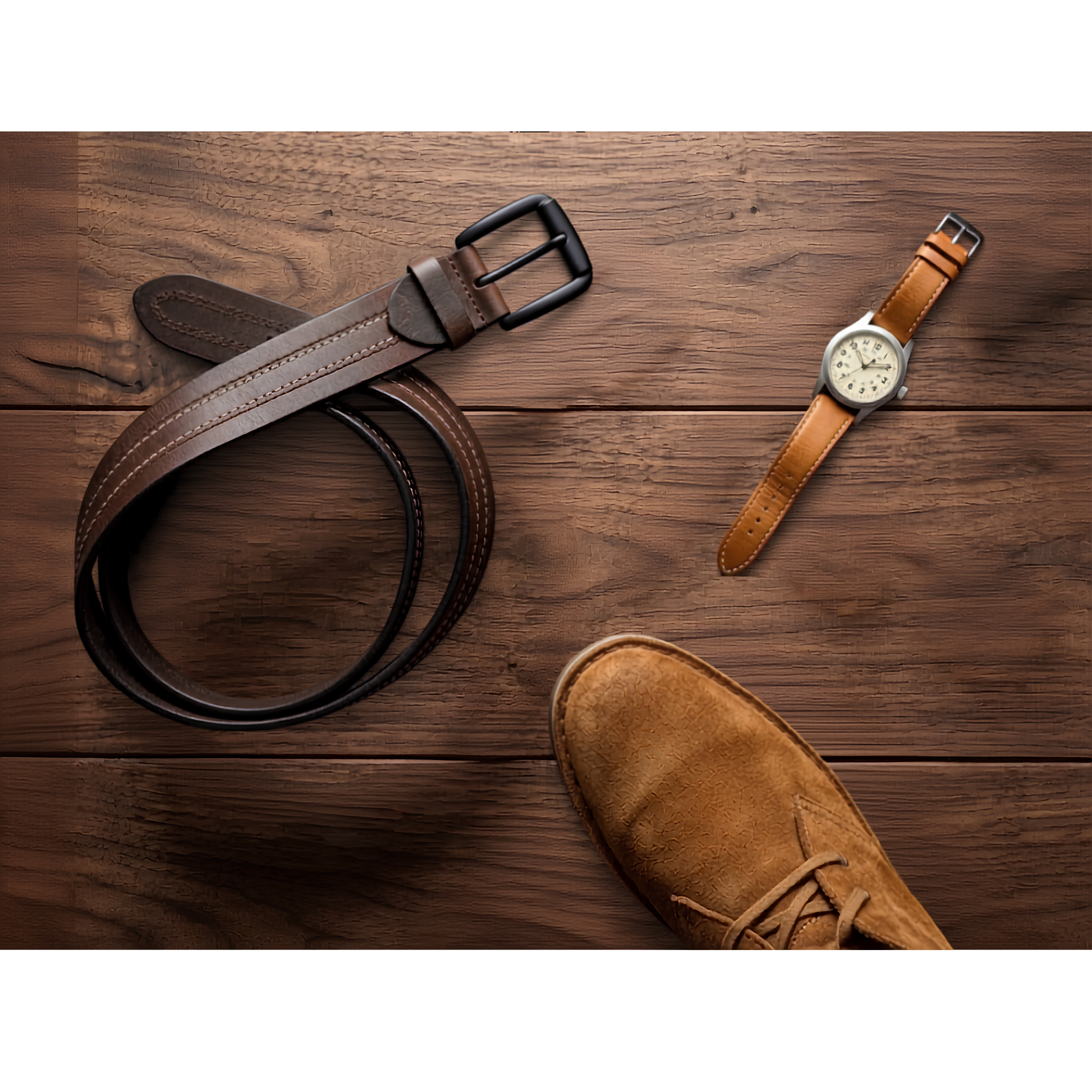 Brown Crazy Horse finish genuine buffalo leather belt by Hashmeers
