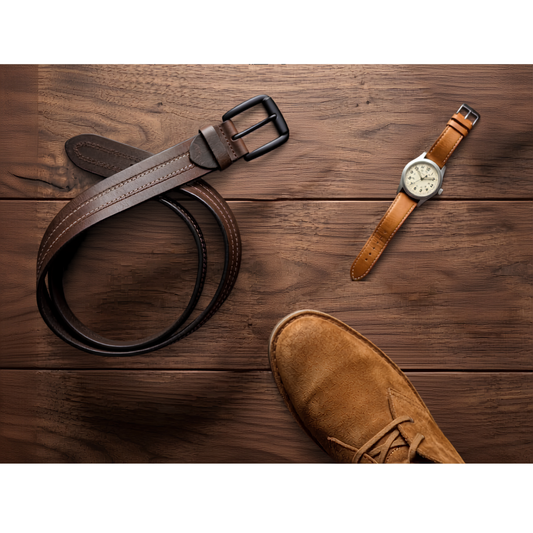 Brown Crazy Horse finish genuine buffalo leather belt by Hashmeers
