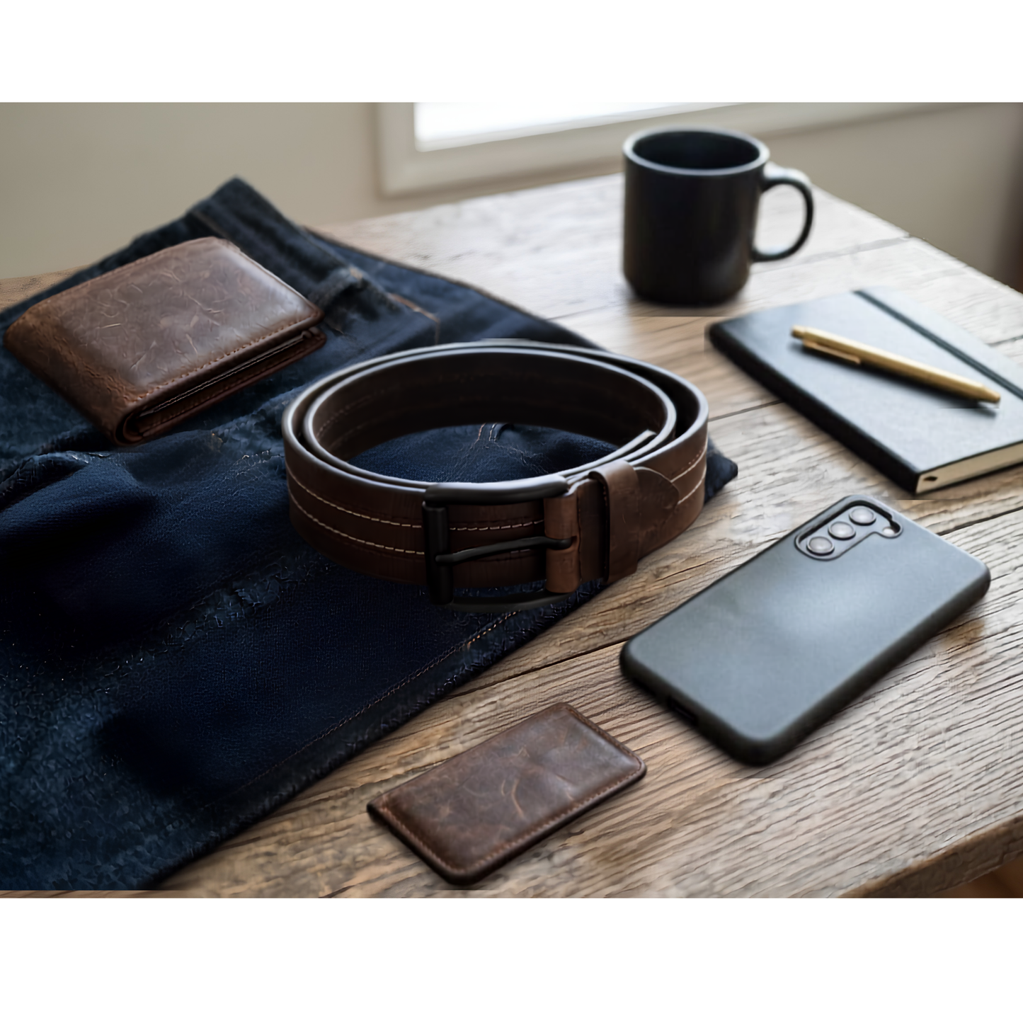 Brown Crazy Horse finish genuine buffalo leather belt by Hashmeers
