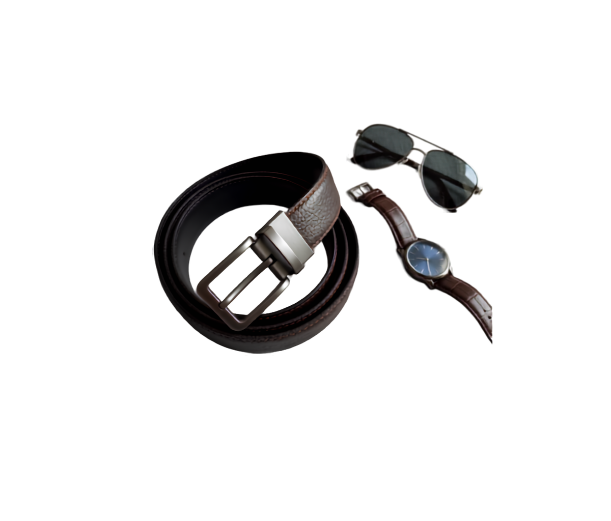Reversible Coated Leather Belt - Diamond Emboss, Brown/Black