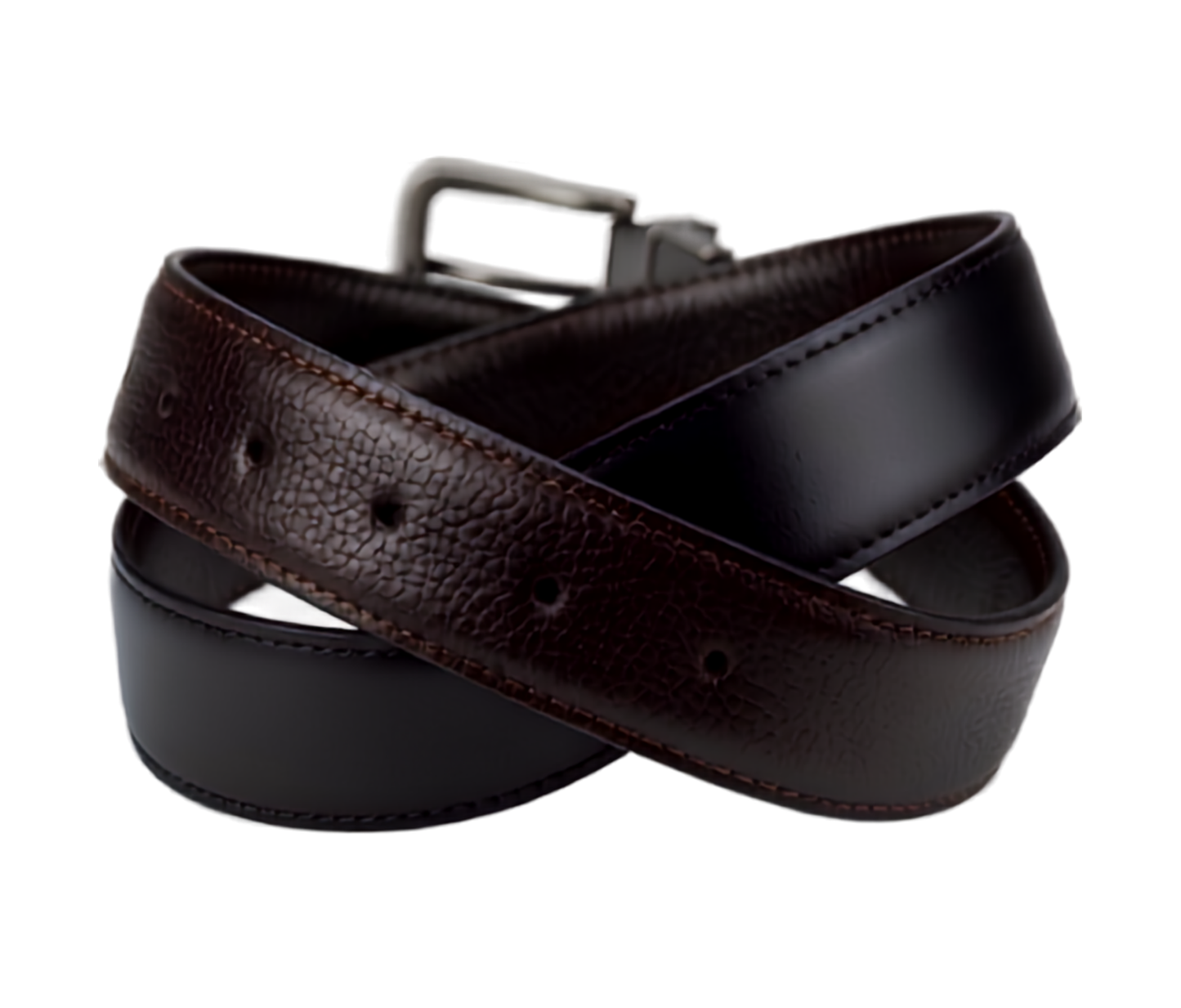 Reversible Coated Leather Belt - Deep Ocean Pebble, Brown/Black
