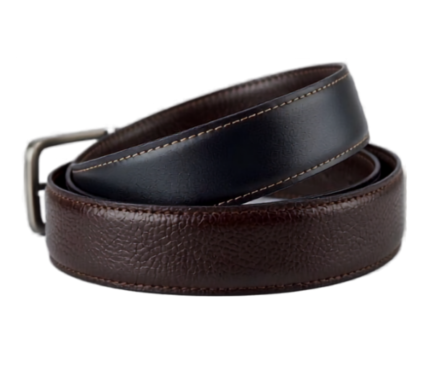 Reversible Coated Leather Belt - Deep Ocean Pebble, Brown/Black