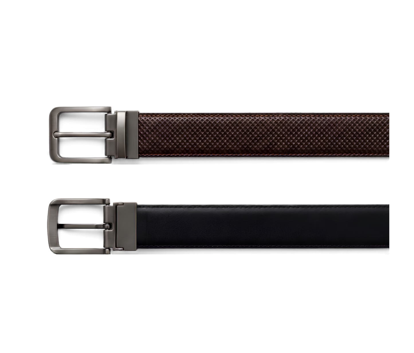 Reversible Coated Leather Belt - Deep Ocean Pebble, Brown/Black