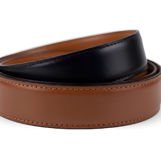 Reversible Coated Leather Belt - Classic Smooth, Tan/Black