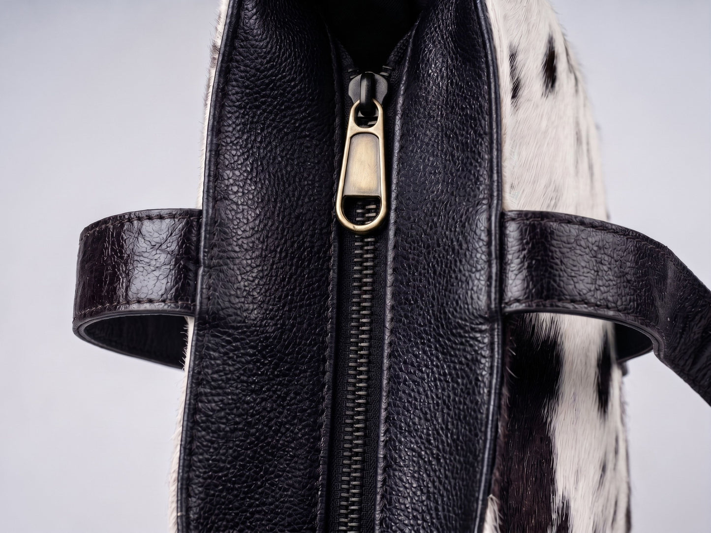 Hashmeers Pure Leather Tote Bag — Hair-On Cowhide Shoulder Tote in Black & White for Work & Everyday