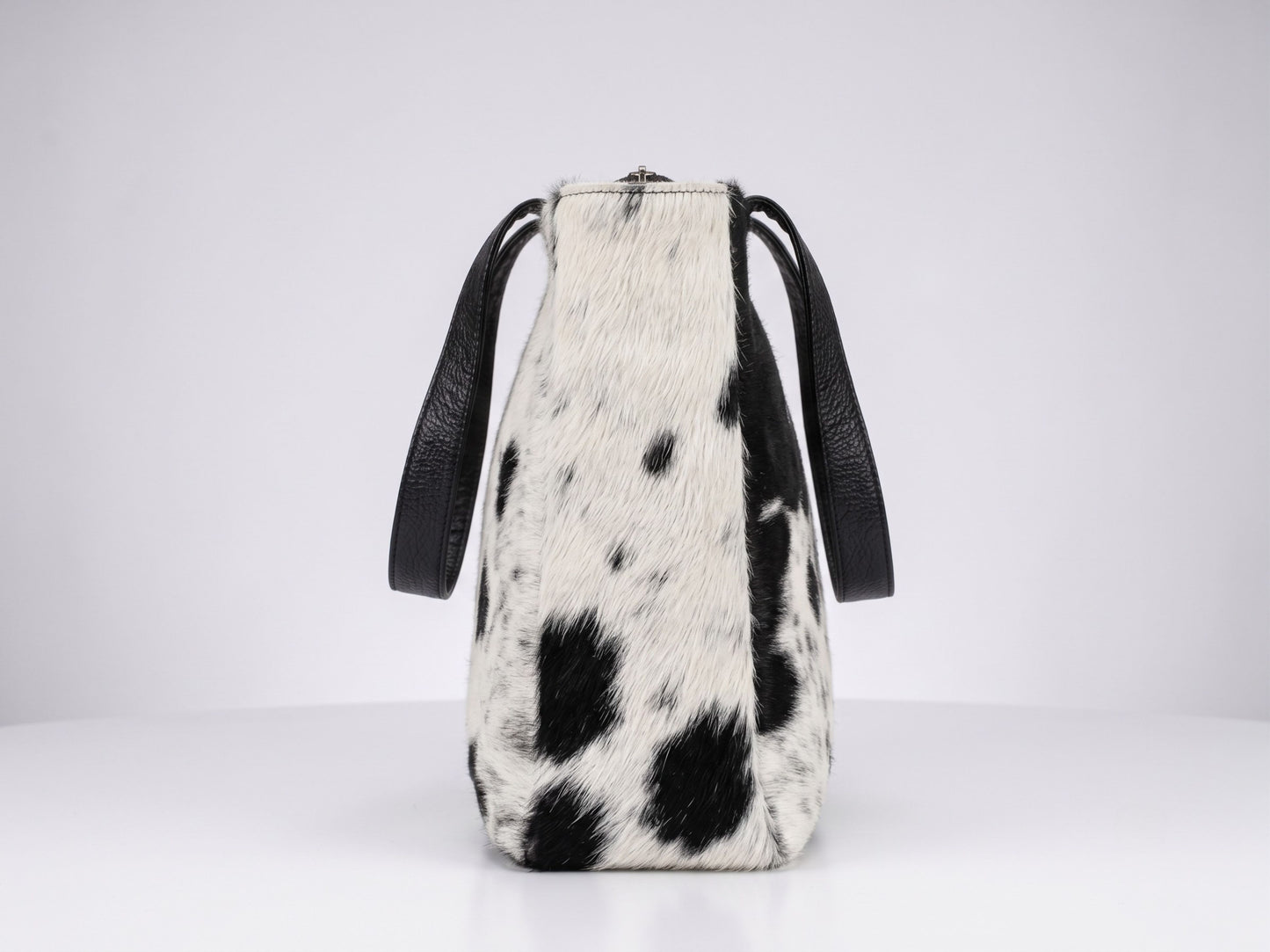Hashmeers Pure Leather Tote Bag — Hair-On Cowhide Shoulder Tote in Black & White for Work & Everyday