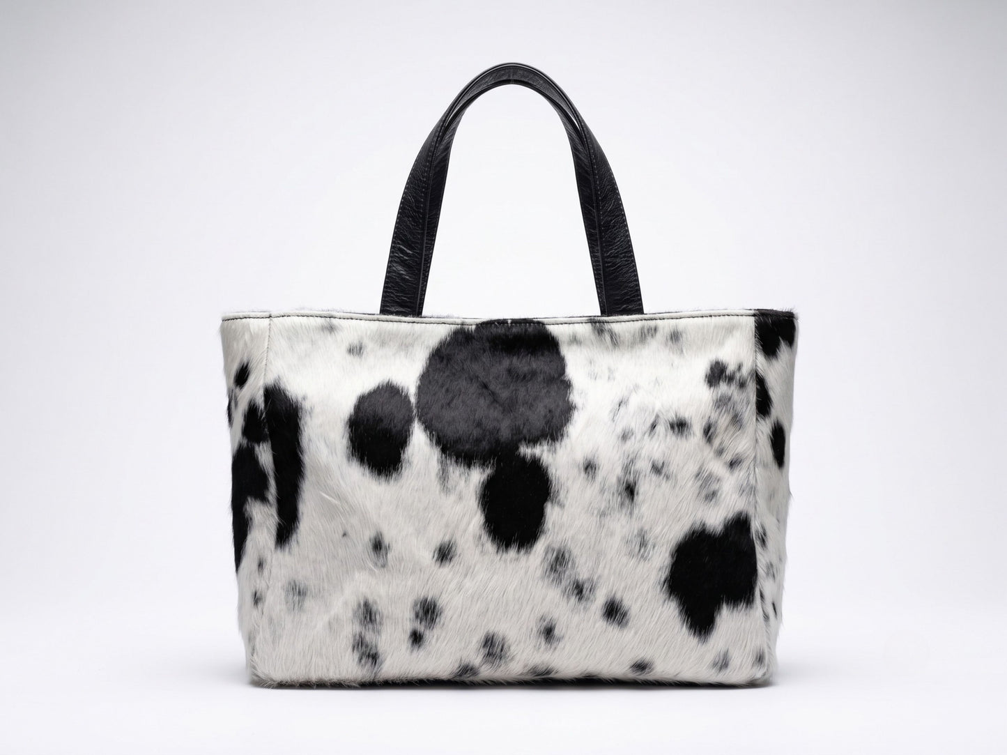 Hashmeers Pure Leather Tote Bag — Hair-On Cowhide Shoulder Tote in Black & White for Work & Everyday