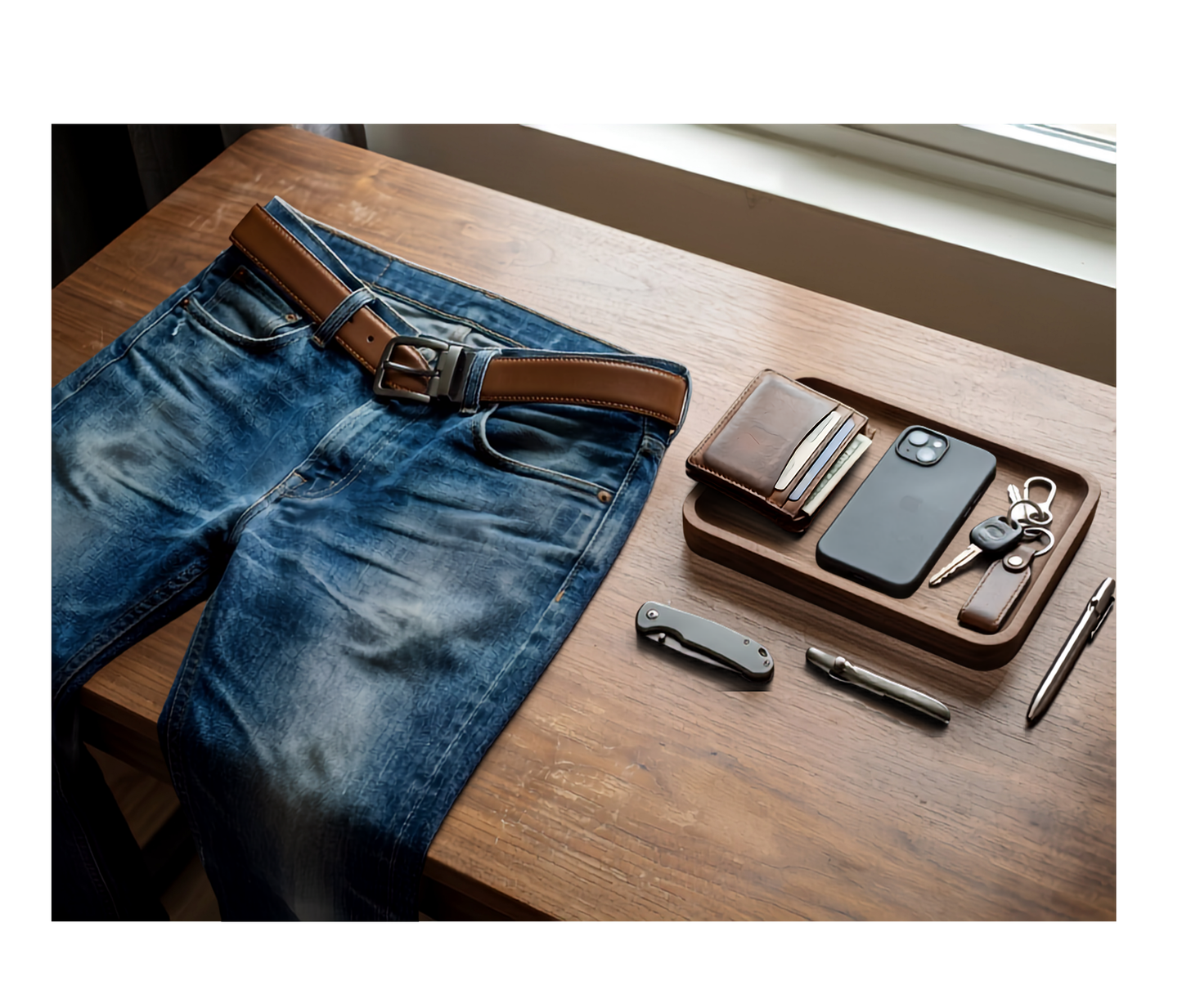 Men's Coated Leather Reversible Belt - Tan/Black