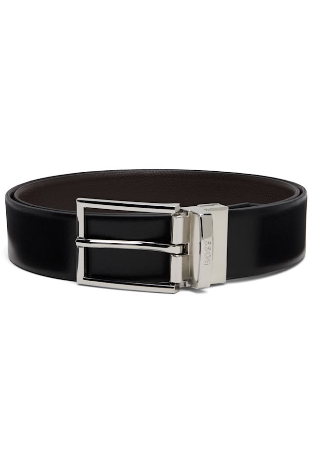 Reversible Black & Tan Leather Belt | Rotating Buckle | Hashmeers Pakistan
