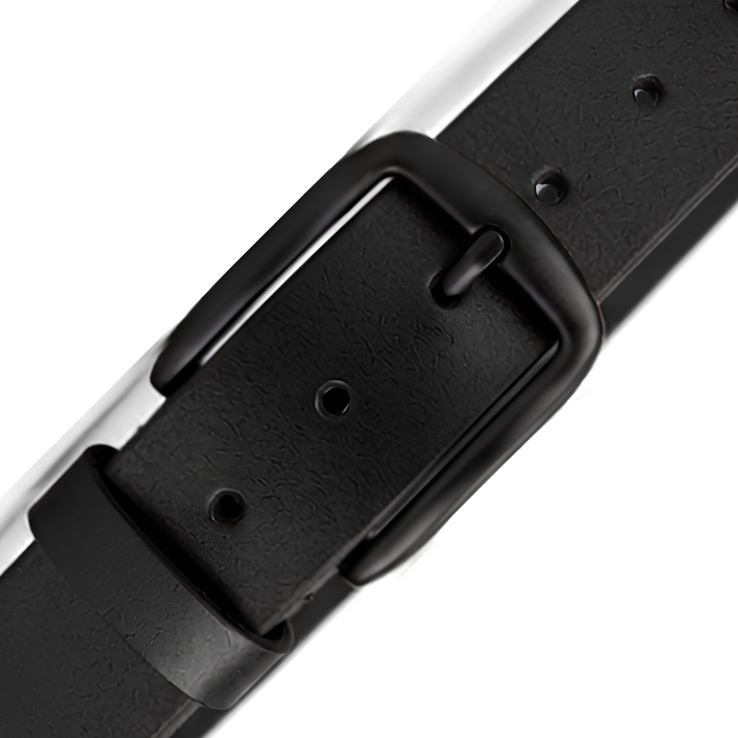 Buckle detail of Hashmeers black aniline buffalo leather belt
